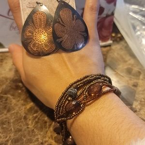 Bronce metal earings bronce rheinstones bracelets